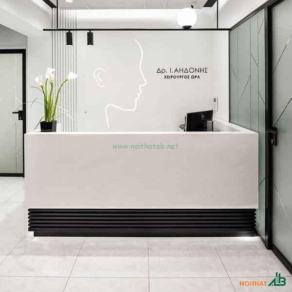 Quầy Lễ Tân Chữ L Trắng Đen QL001