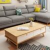 Bàn trà sofa vân gỗ 2 ngăn kéo BT001