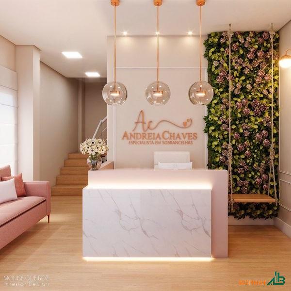 Quầy chữ L hồng vân đá QS012