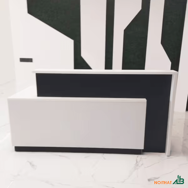 Quầy lễ tân 1m8 đen trắng QLT037