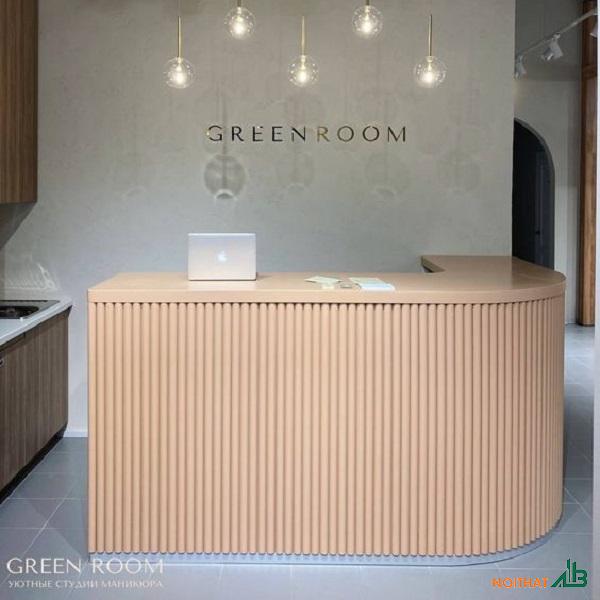 Quầy lễ tân chữ L bo cong QL011