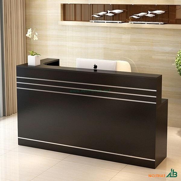 Quầy lễ tân chữ L sọc bạc QL004