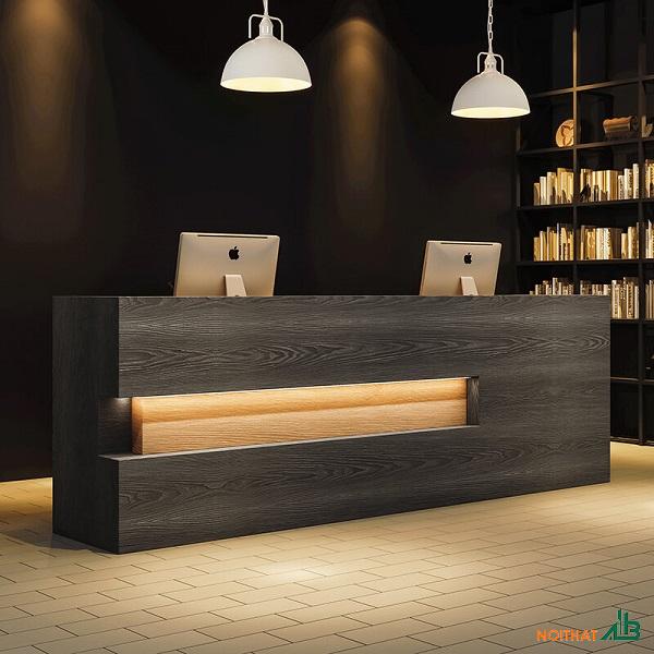 Quầy lễ tân chữ U cao cấp 2m4 QLT044