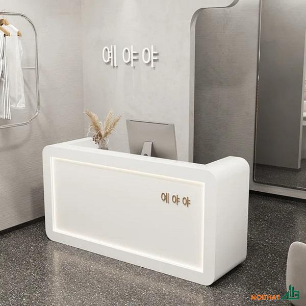 Quầy lễ tân spa chữ U bo góc QS004