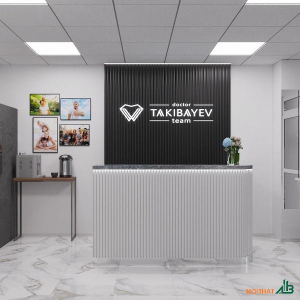 Quầy Spa chữ L lam sóng QS009