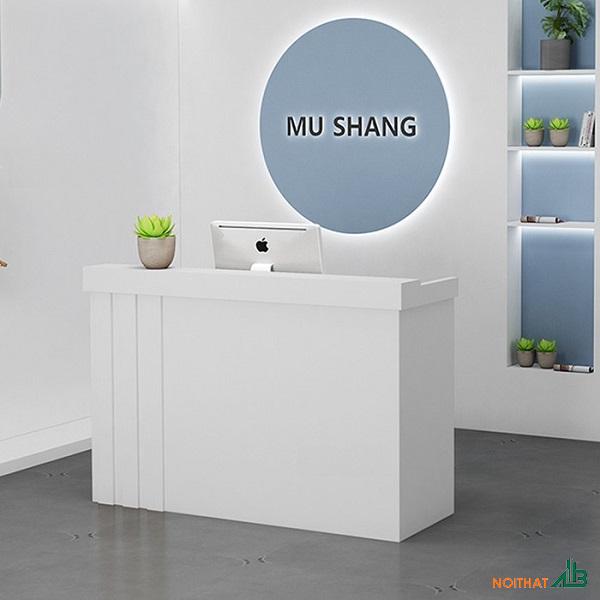 Quầy thu ngân 1m4 full trắng QTN003