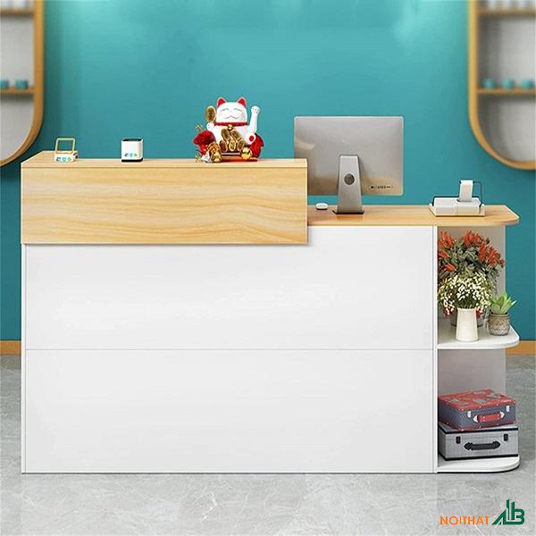 Quầy thu ngân 1m6 trắng vân gỗ QTN015
