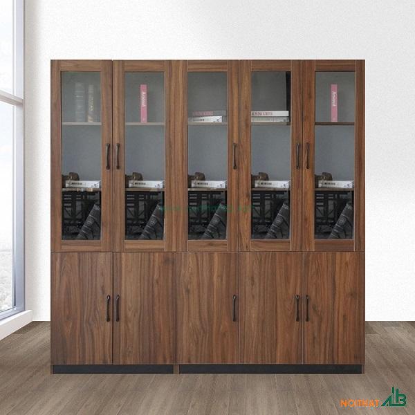 Tủ hồ sơ văn phòng 5 buồng cửa kính THS003