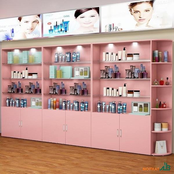 Tủ trưng bày mỹ phẩm bo góc TTB024