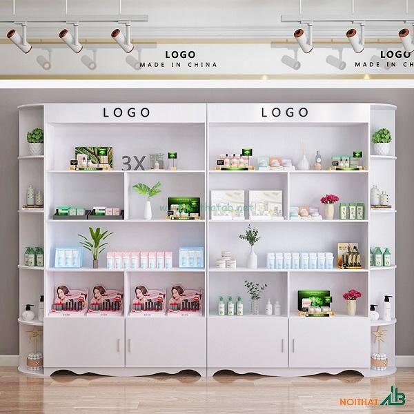 Tủ trưng bày mỹ phẩm luxury trắng TTB014
