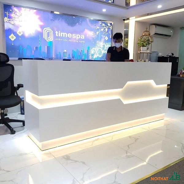Quầy lễ tân 2m vân đá LED trắng QLT052 - Ảnh 2