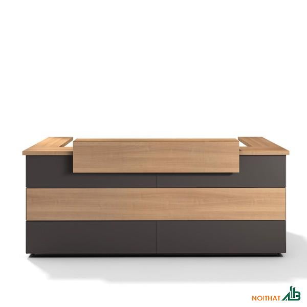 Quầy lễ tân chữ U 2m xám tro vân gỗ QLT053
