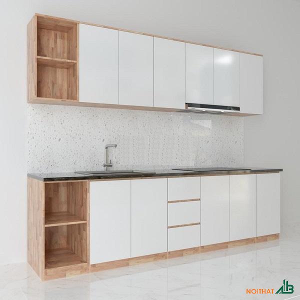 Tủ bếp gỗ ghép cao su giá rẻ