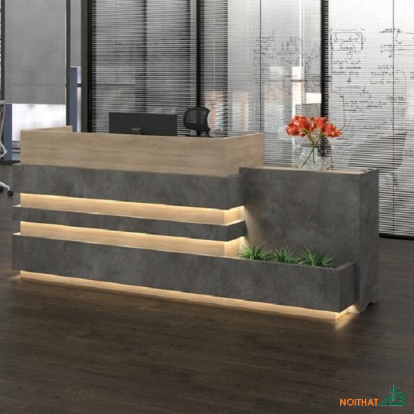 Quầy lễ tân spa xám vân gỗ QS018