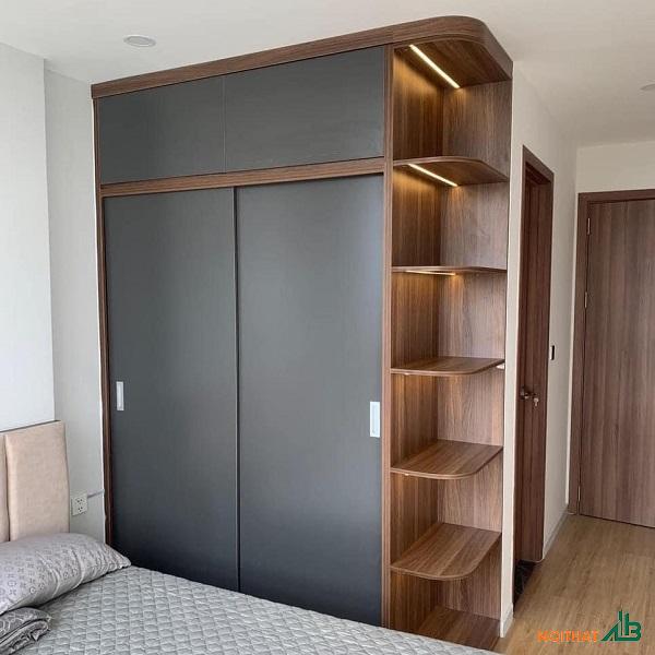 Tủ quần áo cửa lùa xám nâu TQA024