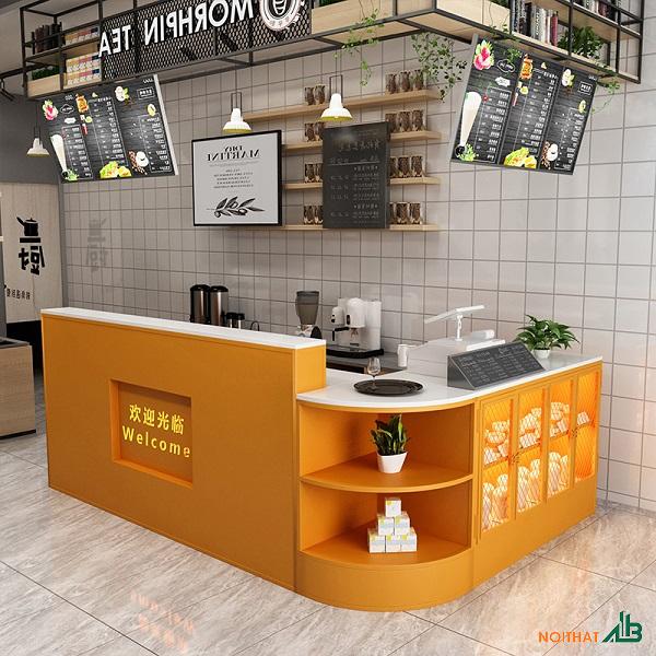 Quầy bar bo cong sơn PU cam QB042