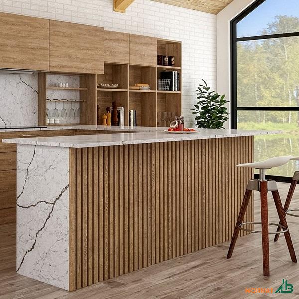 Quầy bar vân đá lam gỗ QB053