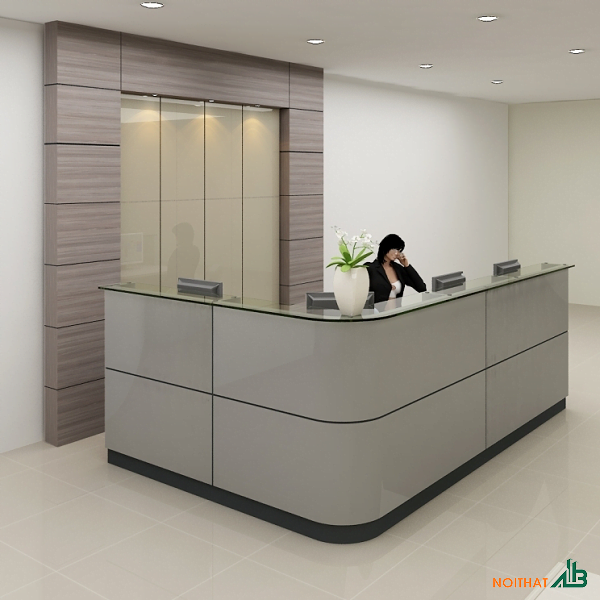 Quầy lễ tân chữ L 1m6 x 1m6 bo cong QL017