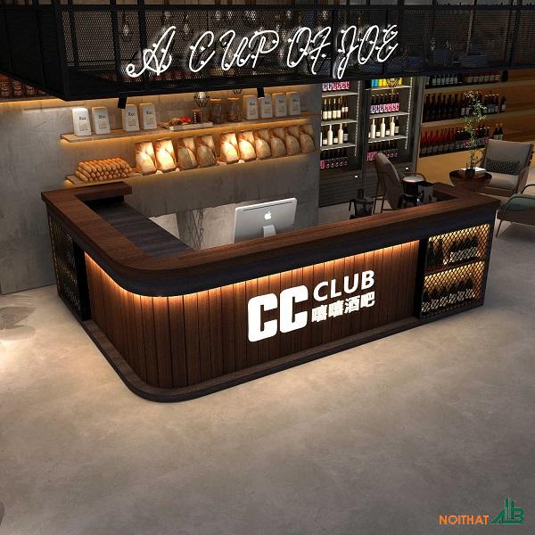 Quầy pha chế bo cong chữ L cao cấp
