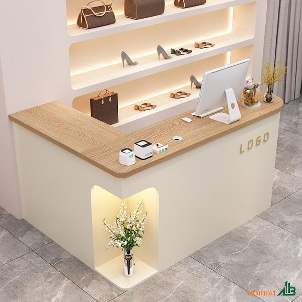 Quầy thu ngân chữ L 1m4 x 1m2 QTN024
