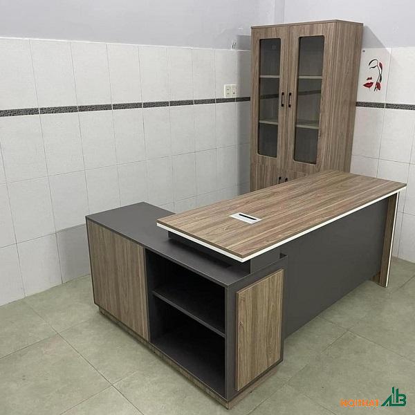 Bàn giám đốc chữ L kèm tủ hồ sơ 2 cánh BGD034