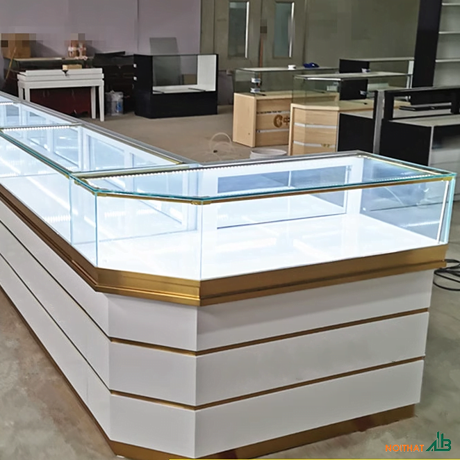 Tủ trưng bày vàng bạc chữ L TTB086