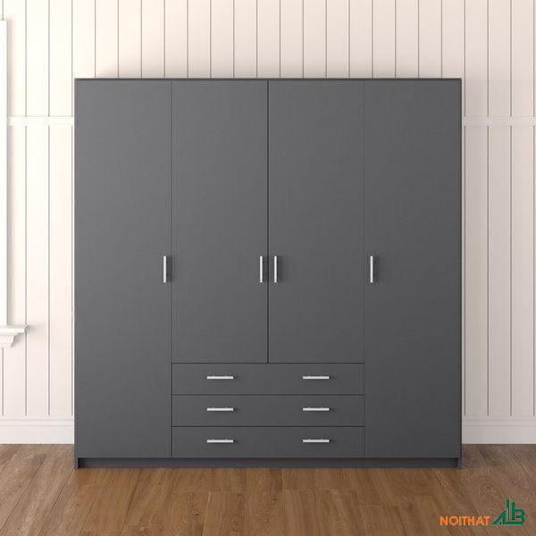 Tủ quần áo 4 buồng full xám 1m8 x 2m2 TQA043