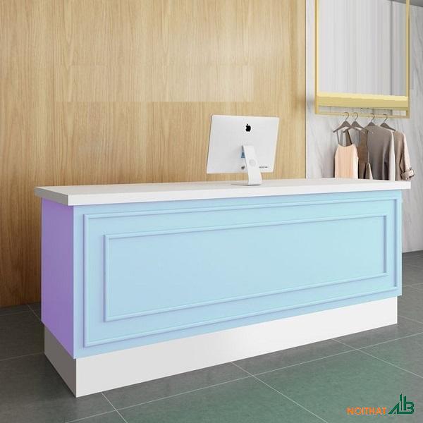 Quầy lễ tân 2m sơn PU xanh ngọc QLT072