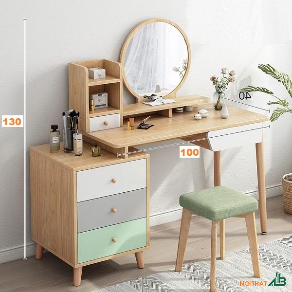 Bàn trang điểm 1m2 gương tròn BTD001