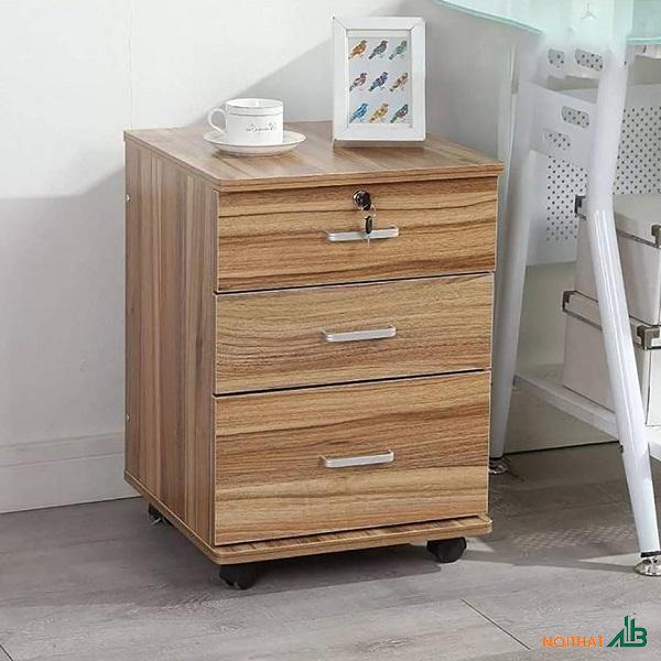 Tủ hồ sơ di động 3 ngăn vân gỗ THS028