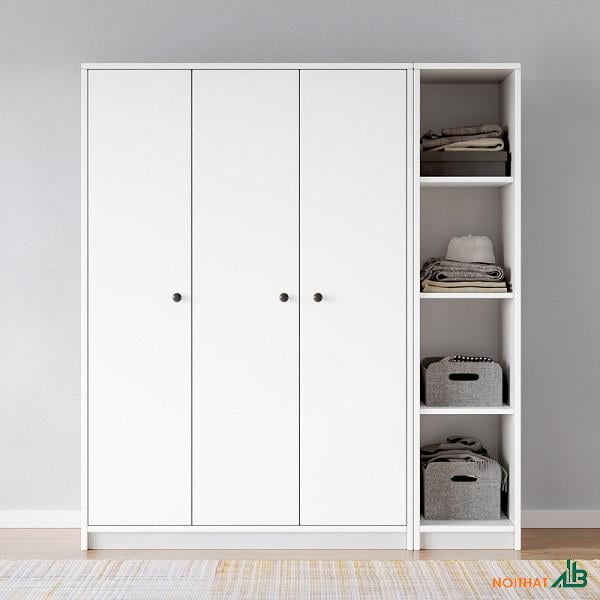 Tủ quần áo 3 cánh liền kệ TQA053