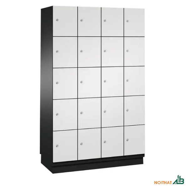 Tủ locker gỗ 20 ngăn màu trắng đen