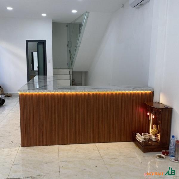 Quầy bar chữ L lam sóng nhựa QB079 - Ảnh 2