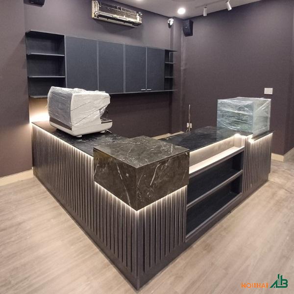 Quầy pha chế cafe chữ L mặt đá QB081 - Ảnh 2