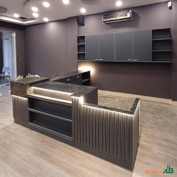 Quầy pha chế cafe chữ L mặt đá QB081 - Ảnh 3