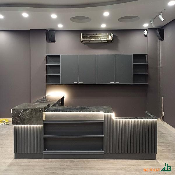 Quầy pha chế cafe chữ L mặt đá QB081