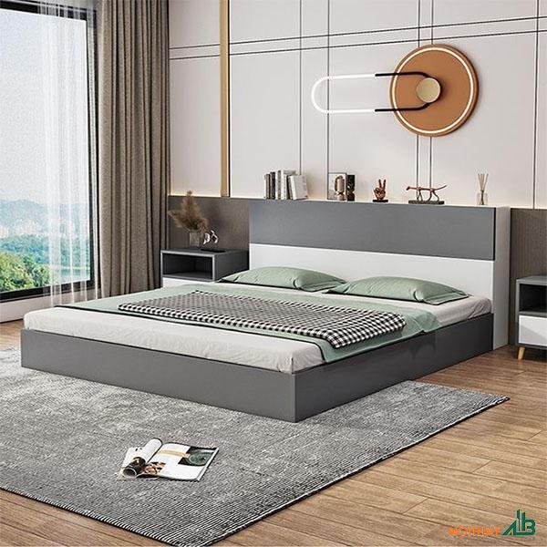 Giường MDF xám trắng GN093
