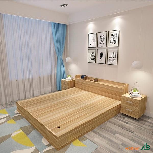 Giường ngủ gỗ công nghiệp kèm 2 tab GN052