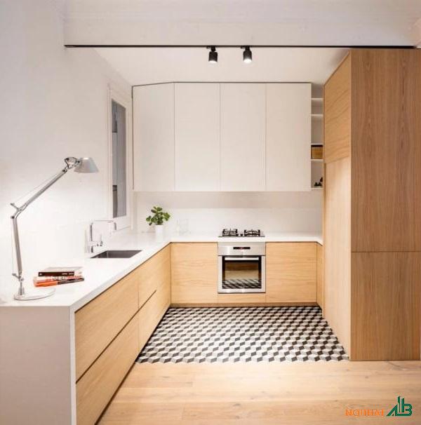 Tủ bếp chữ L đơn giản giá rẻ TB015