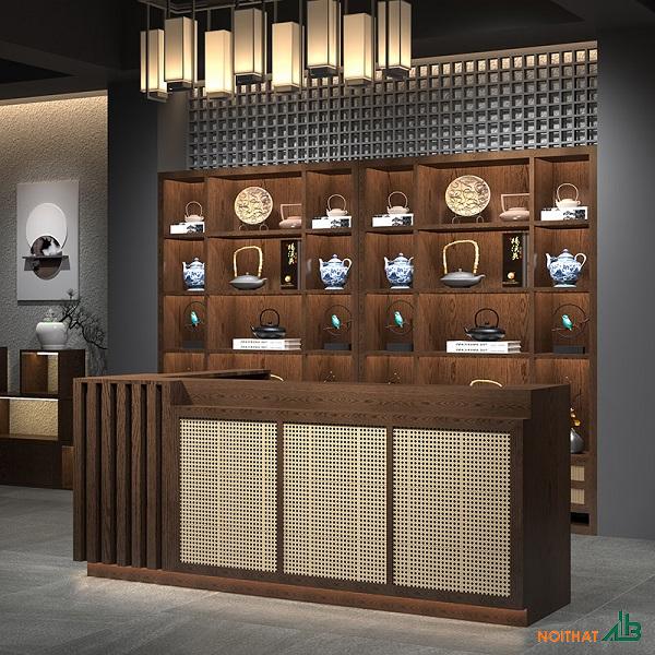 Quầy lễ tân cánh mây cổ điển QLT075