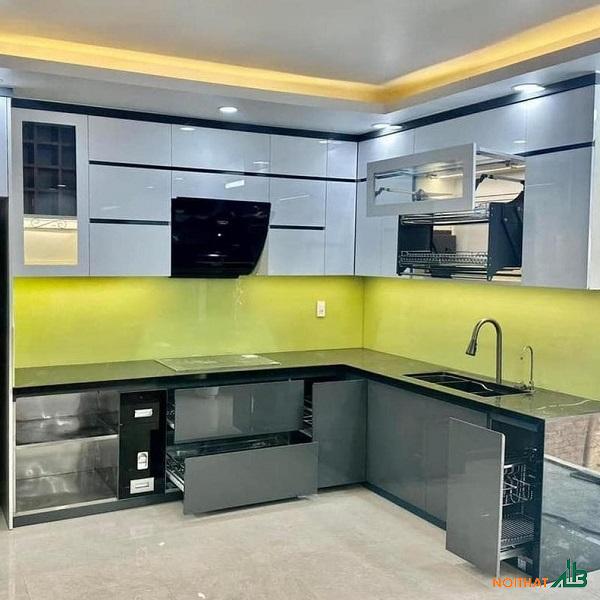 Tủ bếp chữ L cánh Acrylic TB054