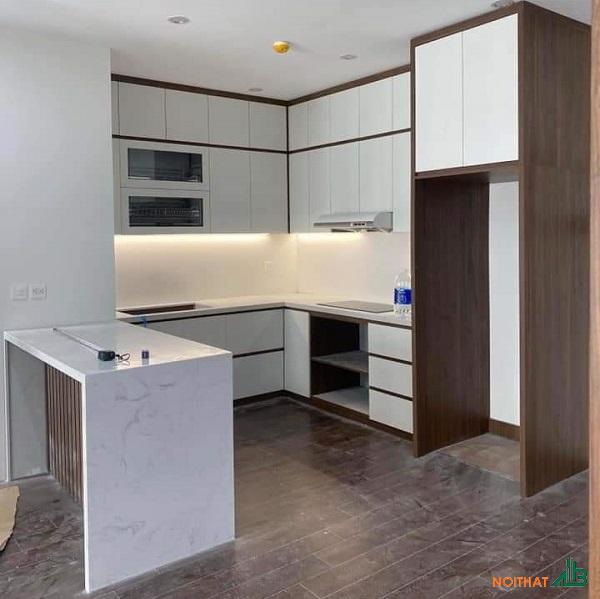 Tủ bếp chữ L kèm bàn đảo TB056