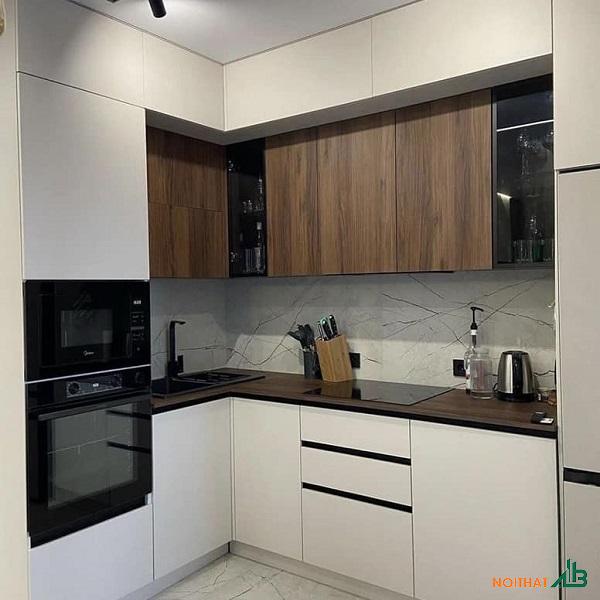Tủ bếp chữ L nhỏ gọn giá rẻ TB048