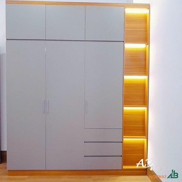 Tủ quần áo giá rẻ có đèn LED TQA116