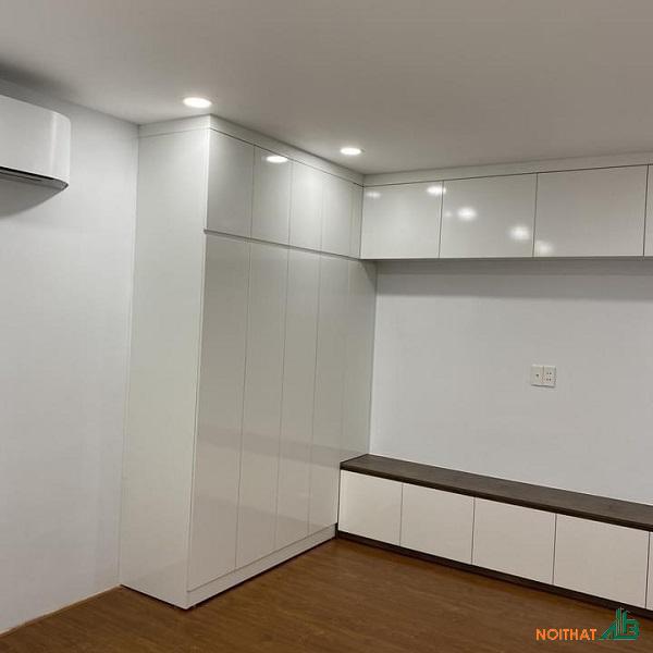 Tủ quần áo góc tường kết hợp kệ tivi TQA113