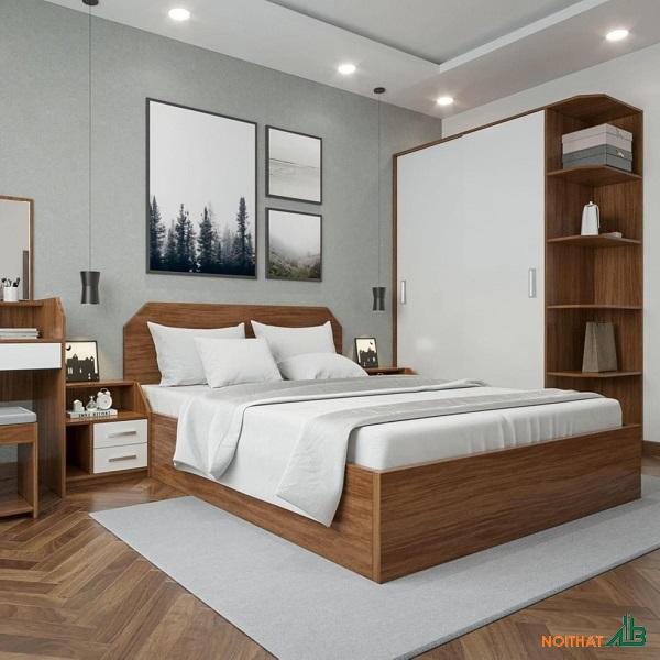 Tủ quần áo vs giường gỗ giá rẻ TQA117