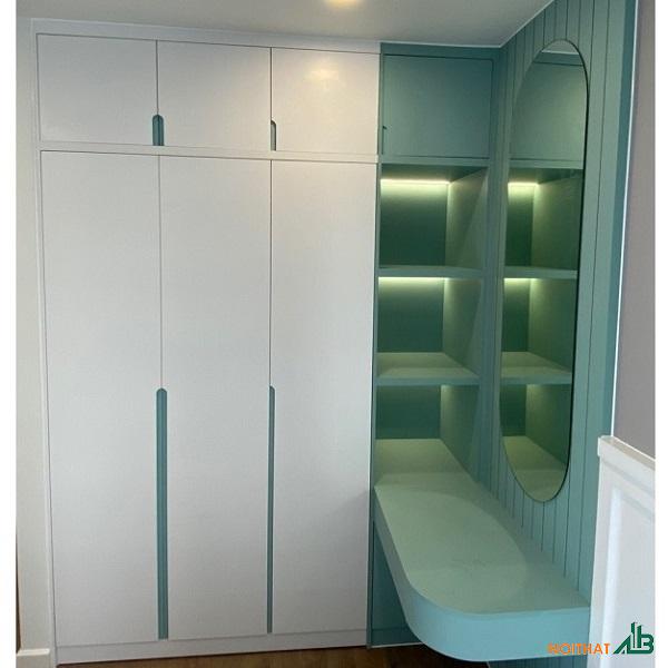 Tủ quần áo liền bàn trang điểm cao cấp sơn PU TQA085