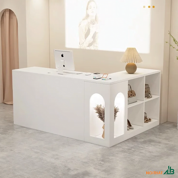 Bàn lễ tân chữ L hiện đại QLT097 - Ảnh 5