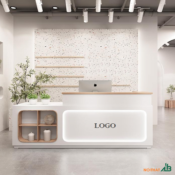 Quầy lễ tân văn phòng 2m4 đẹp QLT081