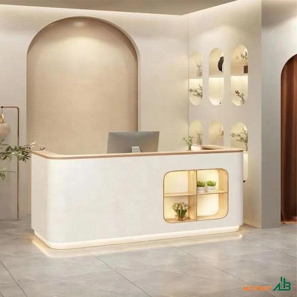 Quầy lễ tân bo tròn 2m4 giá rẻ QLT080